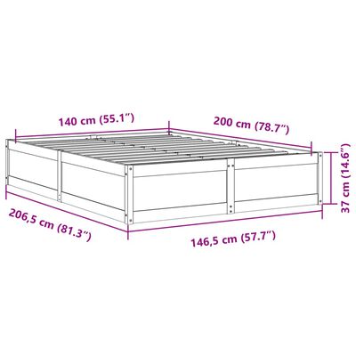 vidaXL Sängram utan madrass 140x200 cm massiv furu