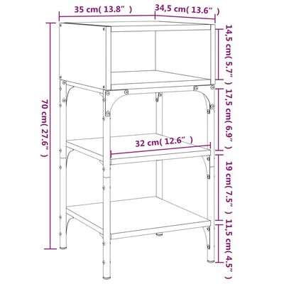 vidaXL Sängbord 2 st sonoma-ek 35x34,5x70 cm konstruerat trä