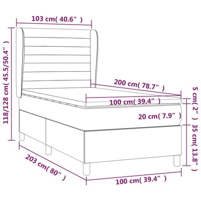 vidaXL Ramsäng med madrass taupe 100x200 cm tyg