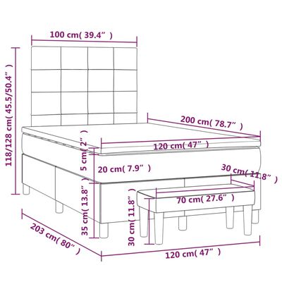 vidaXL Ramsäng med madrass ljusgrå 120x200 cm tyg