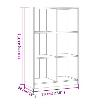 vidaXL Bokhylla 70x33x110 cm massiv furu