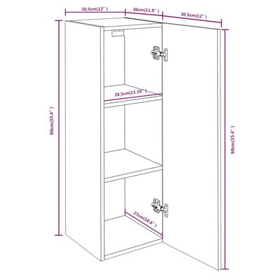 vidaXL Tv-bänk brun ek 30,5x30x90 cm konstruerat trä