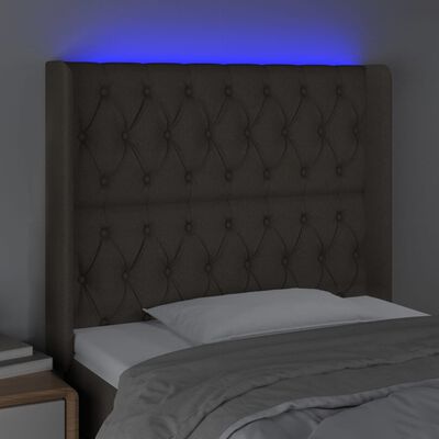 vidaXL Sänggavel LED taupe 93x16x118/128 cm tyg