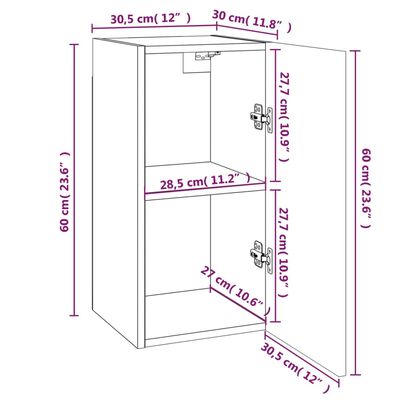 vidaXL Tv-skåp 4 st rökfärgad ek 30,5x30x60 cm konstruerat trä