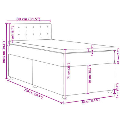 vidaXL Ramsäng med madrass blå 80x200 cm tyg