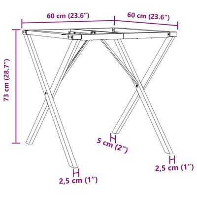 vidaXL Bordsben för matbord X-ram 60x60x73 cm gjutjärn