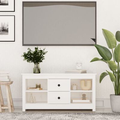 vidaXL Tv-bänk vit 103x36,5x52 cm massiv furu