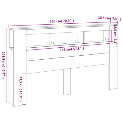 vidaXL Sänggavel LED sonoma-ek 180x18,5x103,5 cm konstruerat trä