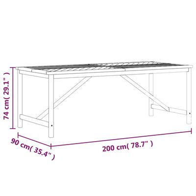 vidaXL Trädgårdsbord 200x90x74 cm massivt akaciaträ