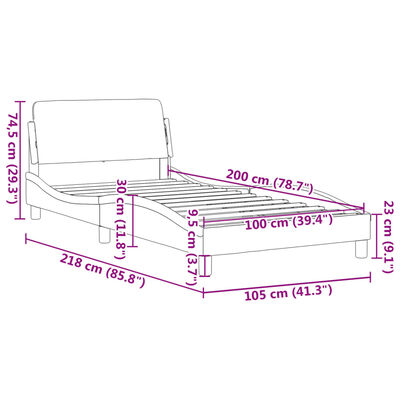 vidaXL Sängram med huvudgavel svart 100x200 cm sammet