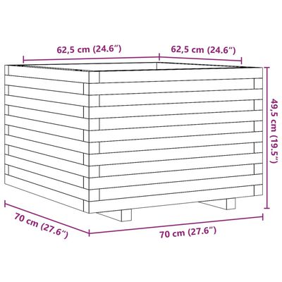 vidaXL Odlingslåda vaxbrun 70x70x49,5 cm massiv furu