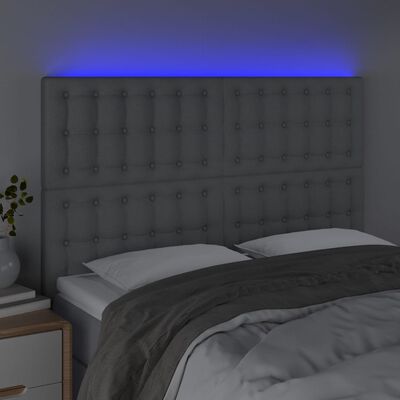 vidaXL Sänggavel LED ljusgrå 144x5x118/128 cm tyg