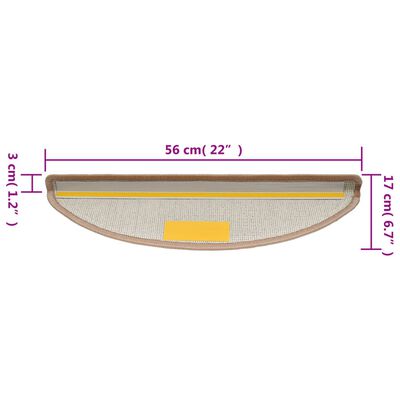 vidaXL Trappstegsmattor 10 st 56x17x3 cm ljusbrun