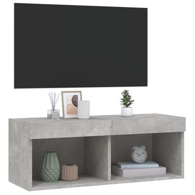 vidaXL Tv-bänk med LED-belysning betonggrå 80x30x30 cm