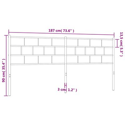 vidaXL Huvudgavel metall svart 180 cm