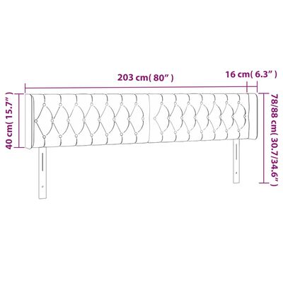 vidaXL Sänggavel med kanter mörkgrå 203x16x78/88 cm sammet