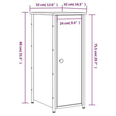 vidaXL Sängbord 2 st sonoma-ek 32x42x80 cm konstruerat trä