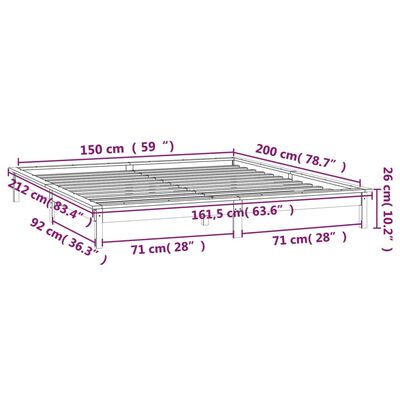 vidaXL Sängram LED honungsbrun 150x200 cm massivt trä