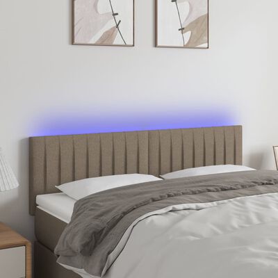 vidaXL Sänggavel LED taupe 144x5x78/88 cm tyg