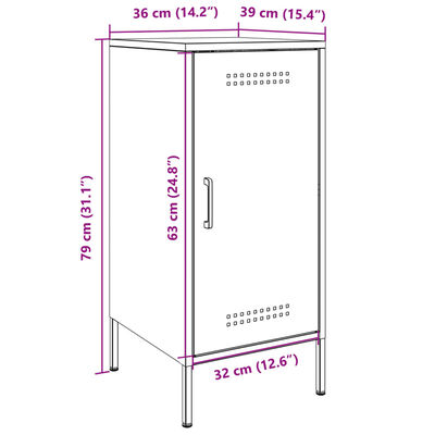 vidaXL Skåp vit 36x39x79 cm stål