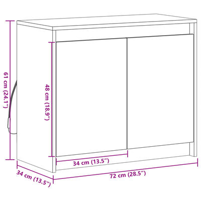 vidaXL Skänk med LED brun ek 72x34x61 cm konstruerat trä