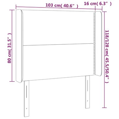 vidaXL Sänggavel LED vit 103x16x118/128 cm konstläder