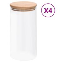 vidaXL Förvaringsburkar i glas med bambulock 4 st 1200 ml