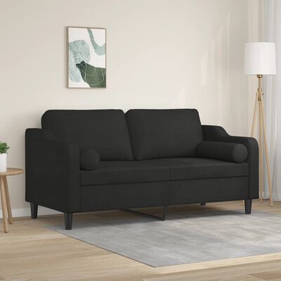 vidaXL 2-sits soffa med prydnadskuddar svart 140 cm tyg