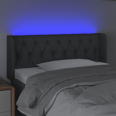 vidaXL Sänggavel LED mörkgrå 93x16x78/88 cm tyg