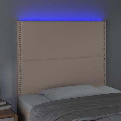 vidaXL Sänggavel LED cappuccino 100x5x118/128 cm konstläder