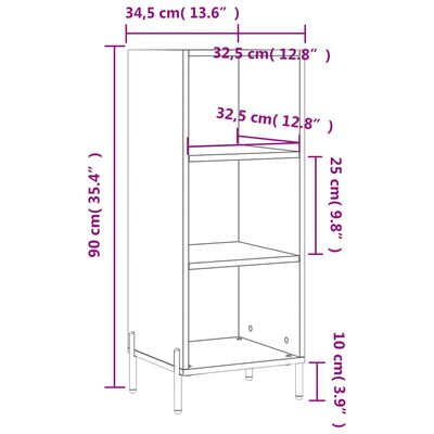 vidaXL Skänk brun ek 34,5x32,5x90 cm konstruerat trä