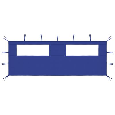 vidaXL Sidovägg med fönster till partytält 6x2 m blå