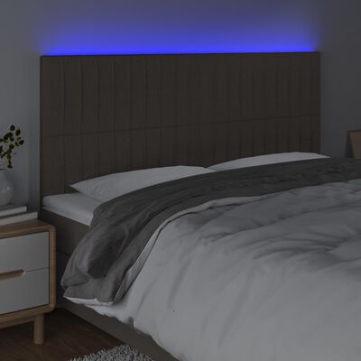 vidaXL Sänggavel LED taupe 160x5x118/128 cm tyg