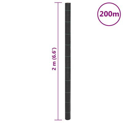 vidaXL Ogräsmatta svart 2x200 m PP