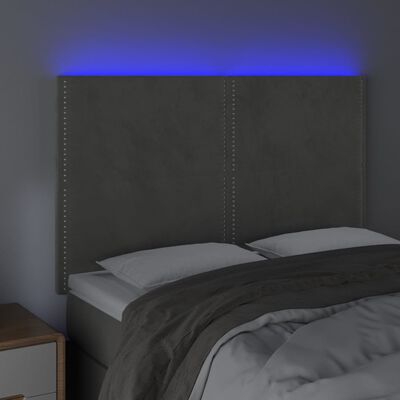 vidaXL Sänggavel LED ljusgrå 144x5x118/128 cm sammet