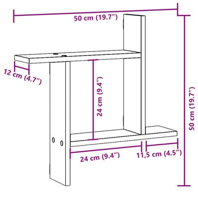 vidaXL Vägghyllor 2 st brun ek 50x12x50 cm konstruerat trä