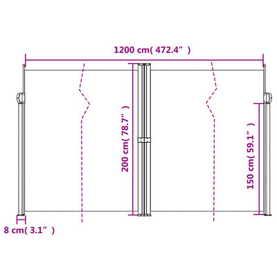 vidaXL Infällbar sidomarkis blå 200x1200 cm