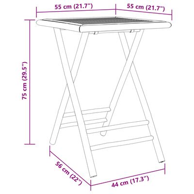 vidaXL Caféset 3 delar bambu