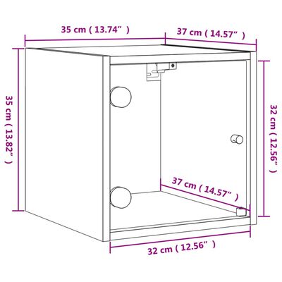 vidaXL Sängskåp med glasdörrar 2 st rökfärgad ek 35x37x35 cm