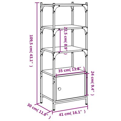 vidaXL Bokhylla 3 hyllplan svart 41x30x109,5 cm konstruerat trä