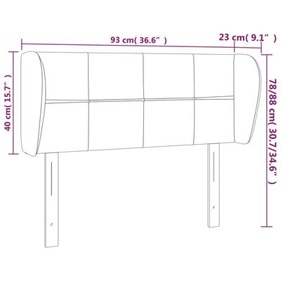 vidaXL Sänggavel med kanter blå 93x23x78/88 cm tyg