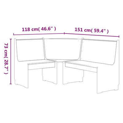 vidaXL Hörnbänk REINE 151 cm massiv furu honungsbrun