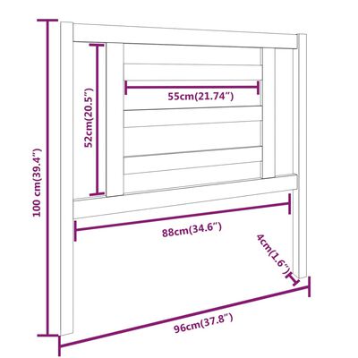 vidaXL Sänggavel 96x4x100 cm massiv furu