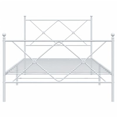 vidaXL Sängram med huvudgavel och fotgavel vit metall 100x200 cm