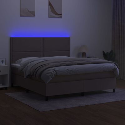 vidaXL Ramsäng med madrass & LED taupe 180x200 cm tyg