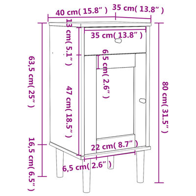 vidaXL Sängbord SENJA rottinglook brun 40x35x80 cm massiv furu