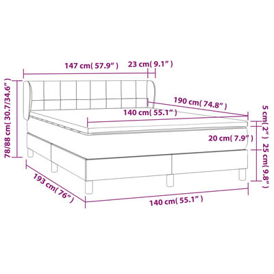 vidaXL Ramsäng med madrass svart 140x190 cm sammet