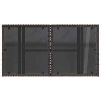 vidaXL Trädgårdsbord med glasskiva brun 100x55x73 cm konstrotting