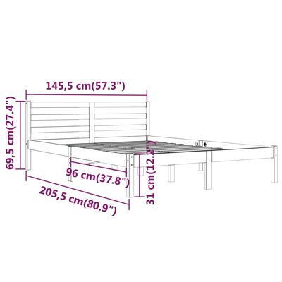 vidaXL Sängram massiv furu 140x200 cm honungsbrun