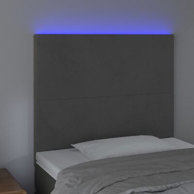 vidaXL Sänggavel LED mörkgrå 100x5x118/128 cm sammet